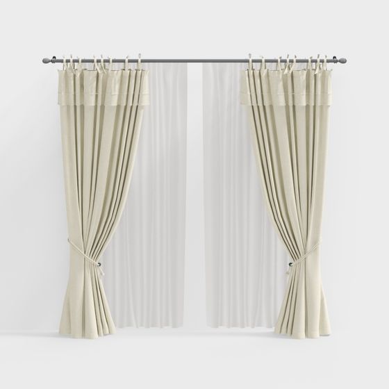 Charming Country Style Curtain 3D model