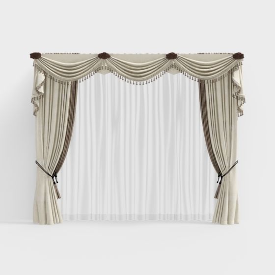 Elegant Low-Poly Curtain 3D Model