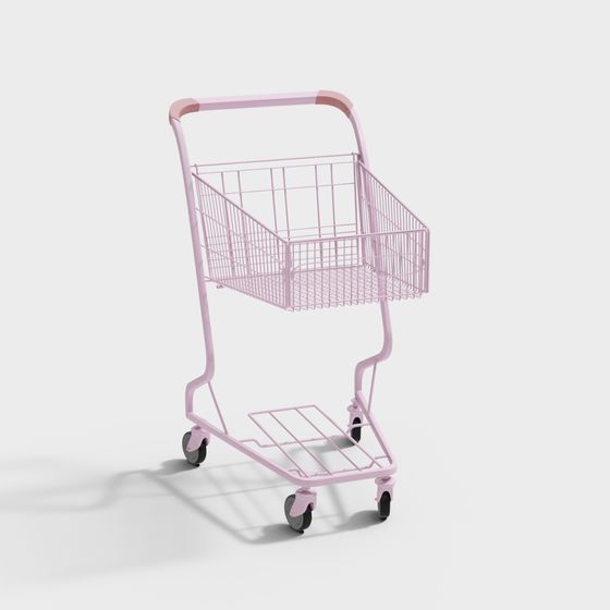 Stylish Pink Shopping Cart 3D model