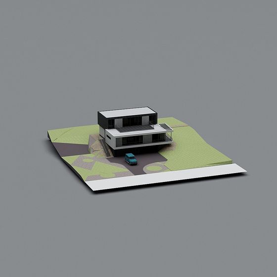 Unique Low-Poly Modern Building 3D Model