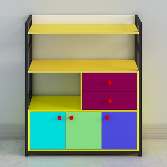 Colorful Low-Polygon Storage Cabinet 3D model
