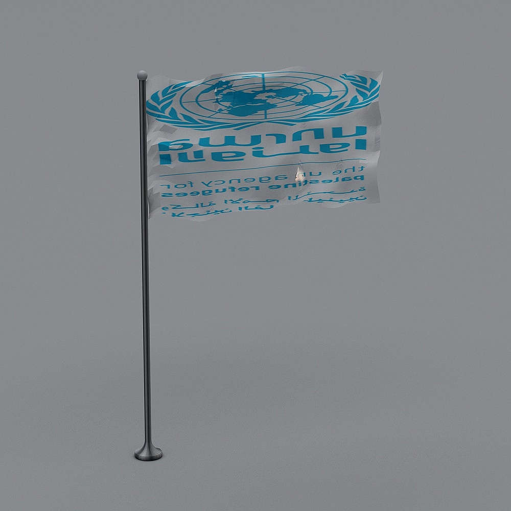 UN Mini Flag 3D Model with High Detail
