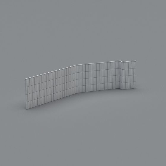 Curved Wall Low Poly 3D model