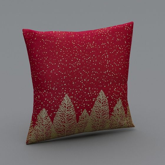 Winter-Themed Christmas Cushion 3D model