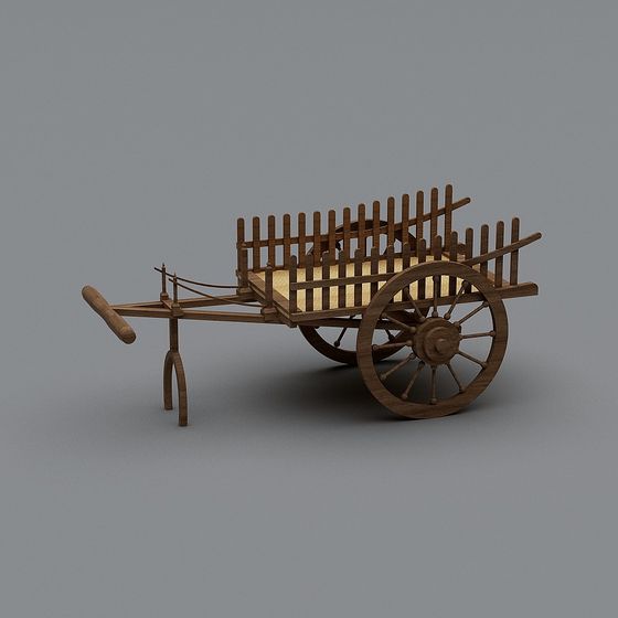Vintage Wooden Wheelbarrow 3D model