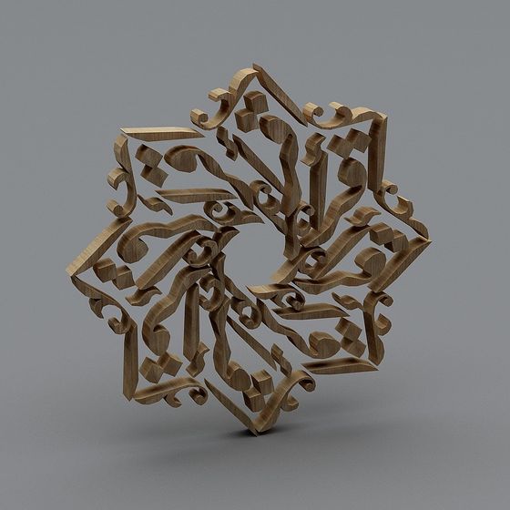 Wood Carved Pattern Low Poly 3D model