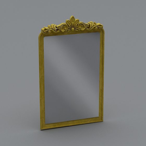 Elegant Golden Ornate Mirror 3D model