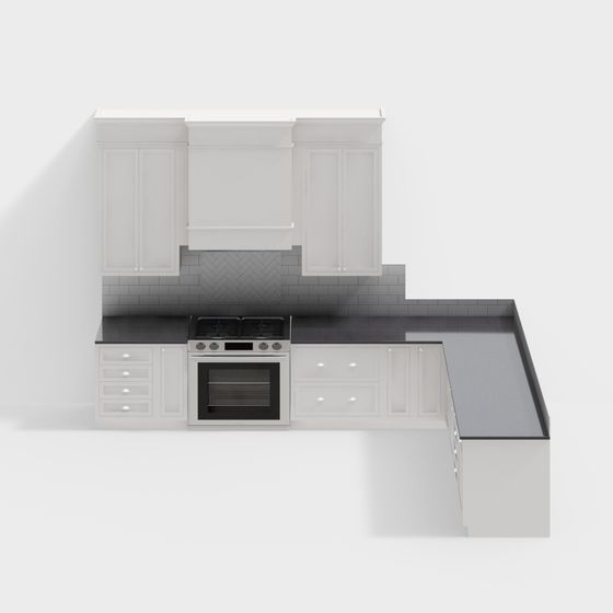 Elegant Minimalist Kitchen 3D model