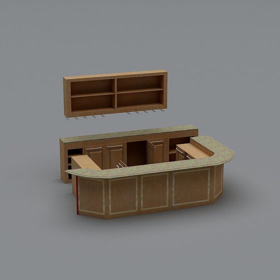 Stylish Reception Desk and Cabinet 3D model