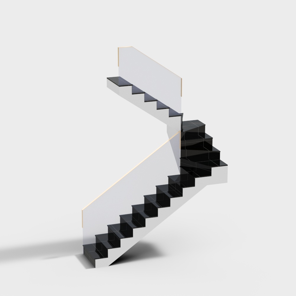 Elegant Low-Polygon Staircase 3D model
