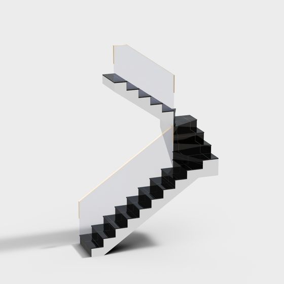Elegant Low-Polygon Staircase 3D model