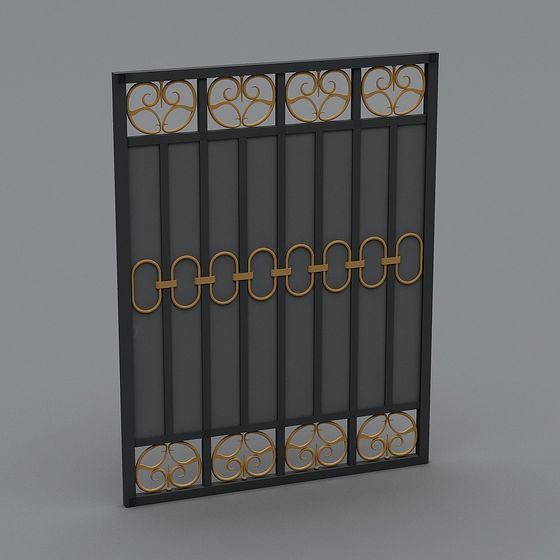 Elegant Iron Fence 3D model with Low Poly Design