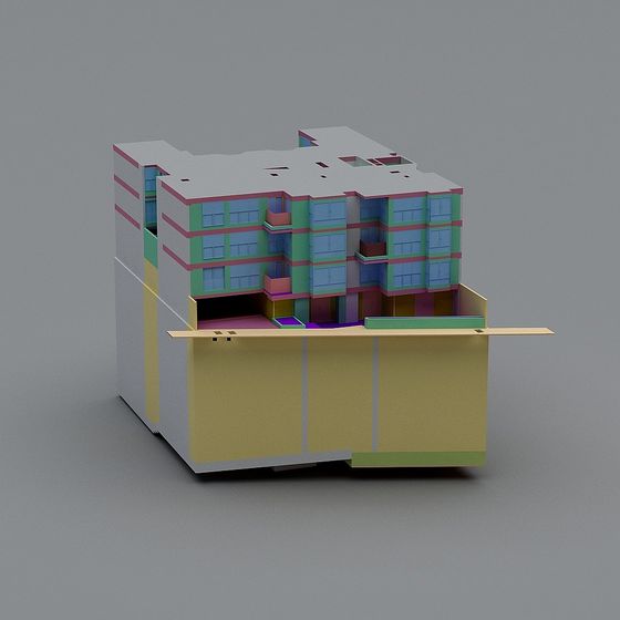 Urban Sprout Low Poly Apartment Building 3D model