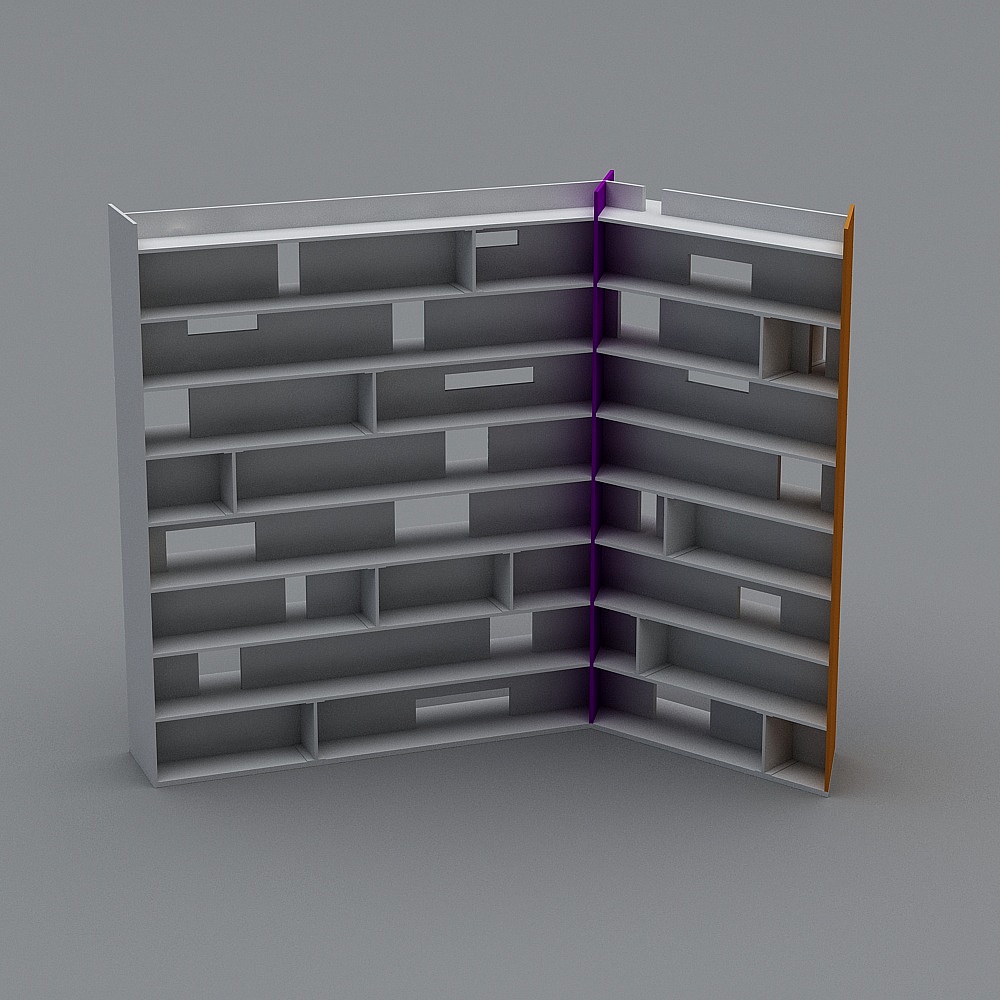 Elegant Low-Poly Bookshelf 3D model