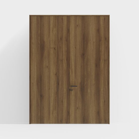 Elegant Wooden Double Door 3D model for Interiors