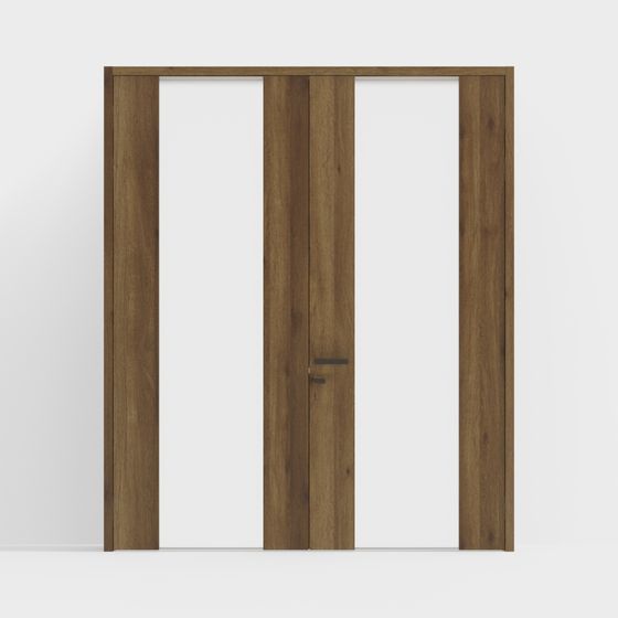 Stylish Wooden Double Door 3D model