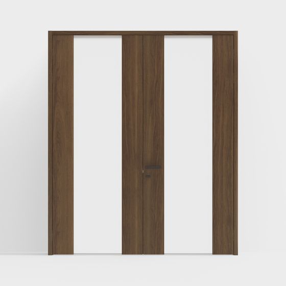Elegant Wood Double Door 3D model