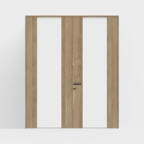 Stylish Wood Door Series Low-Poly 3D model