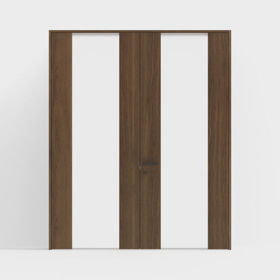 Wooden Double Door 3D model in Modern Minimalist Style