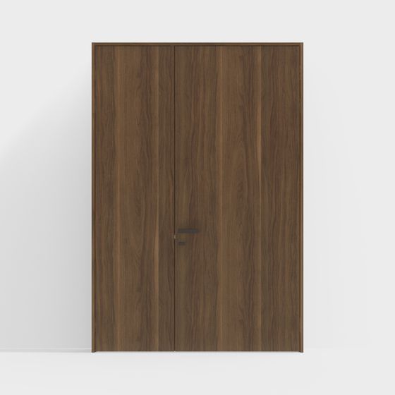 Stylish Wooden Double Door 3D model for Modern Interiors