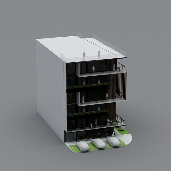 Urban Oasis 3D model - Futuristic High-rise Apartment