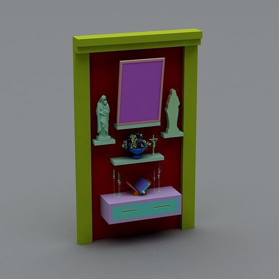 Vibrant Religious Altar 3D model for Creative Spaces