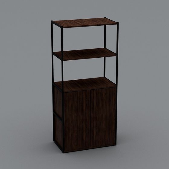 Low Poly Industrial Natural Wood Bookshelf 3D model