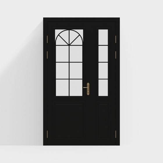 Elegant Arched Glass Door 3D model