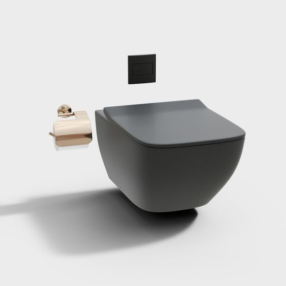 Sleek Floating Toilet 3D model for Modern Interiors