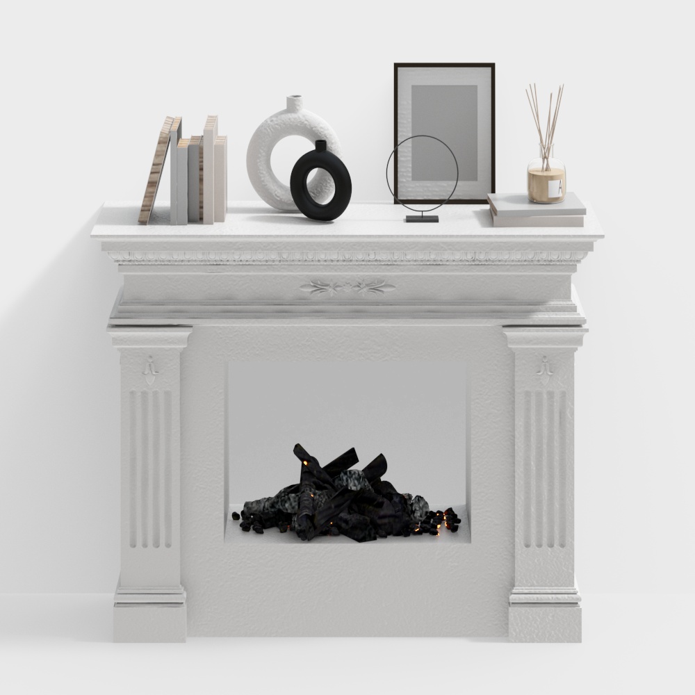 Classic Fireplace Mantel 3D Model – Vintage Charm
