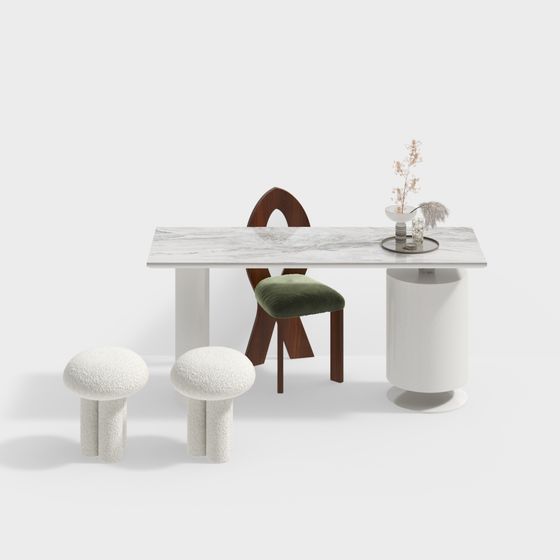 Urban Minimalist Dining Table and Chairs 3D model