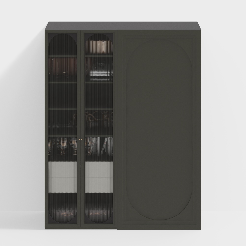 Elegant Display Cabinet 3D Model – Low-Poly Gray Design