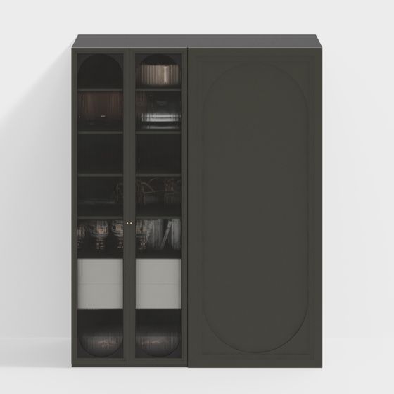 French Wardrobe Cabinet 3D Model in Gray