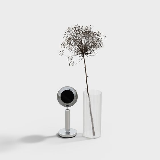 Dried Flower and Reflective Table Lamp 3D model