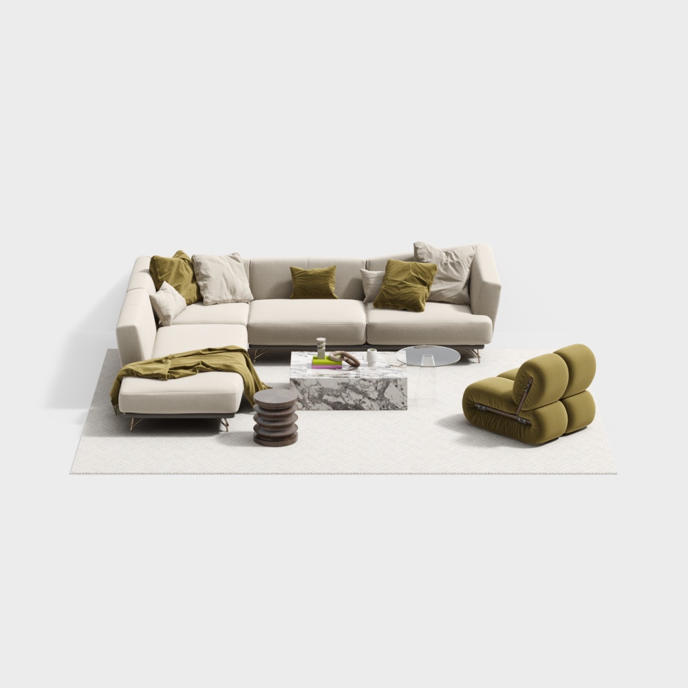 Elegant 3D Sofa Set Model – Modern Interior Design