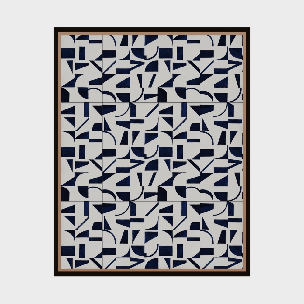 Abstract Geometric Puzzle 3D Model – Low-Poly Blue & White