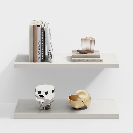 Stylish Minimalist Bookshelf 3D model for Interiors