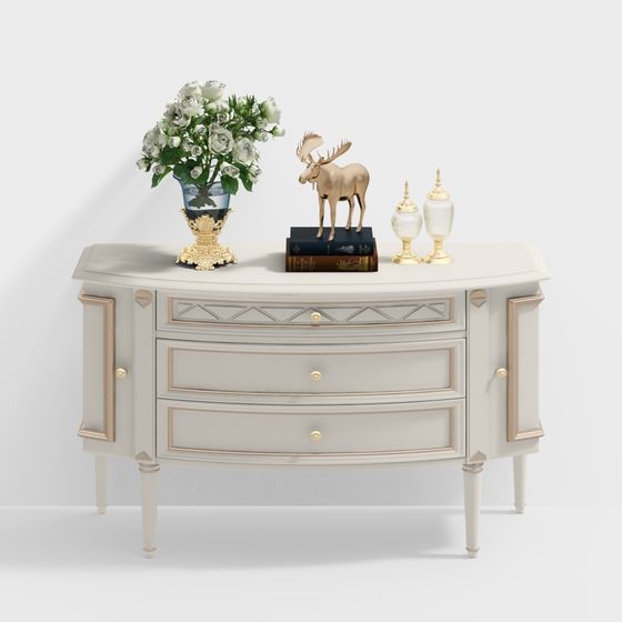 Stylish Classical Storage Cabinet 3D model