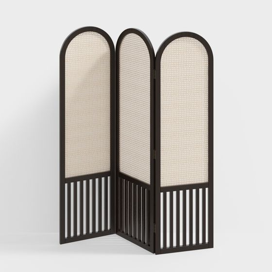 Elegant Curved Partition Screen 3D model