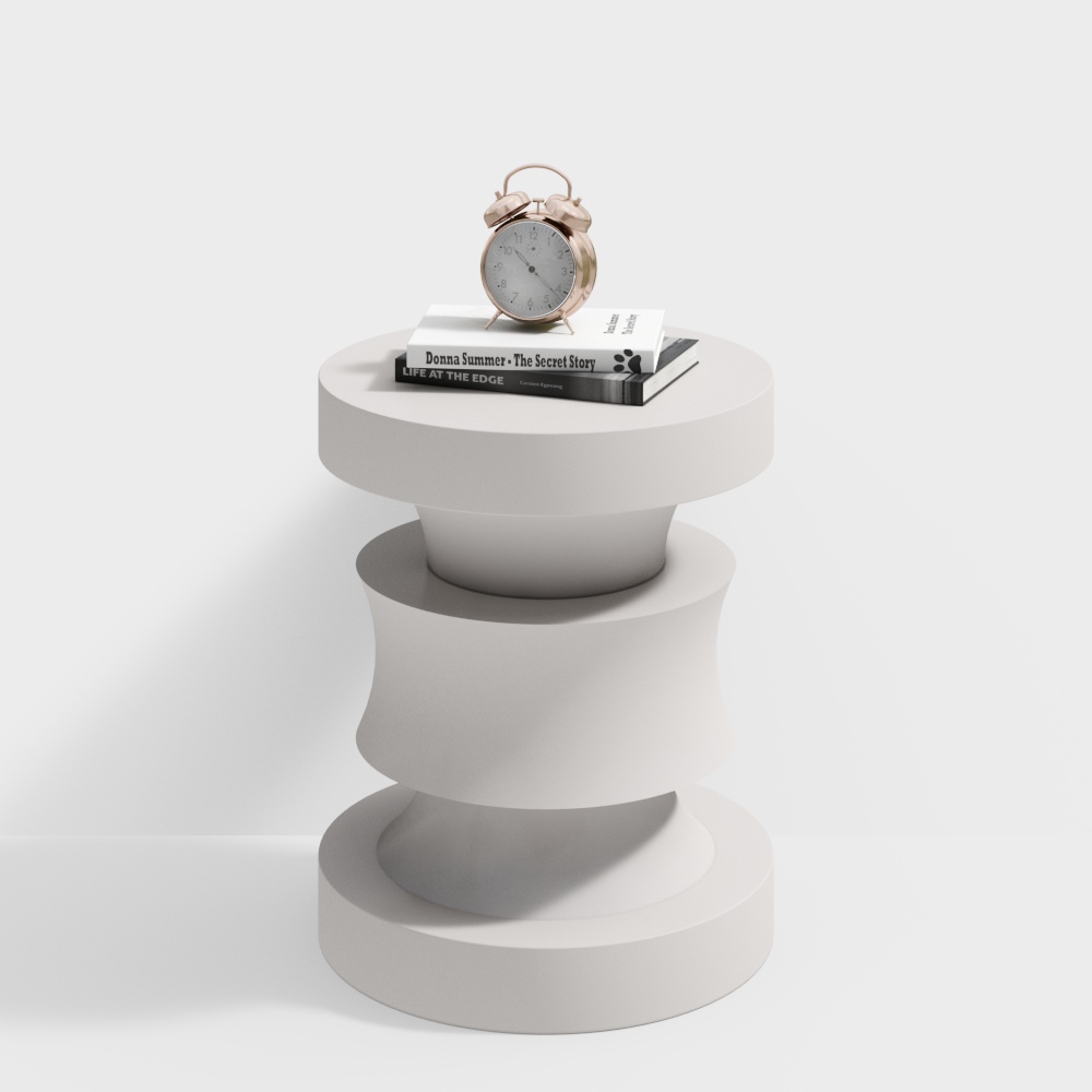 Spiral Round Table 3D Model – Minimalist Gray Design
