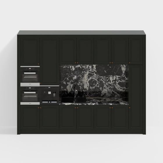 Minimalist Green Kitchen Cabinet 3D model