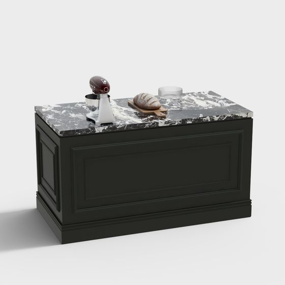 Chic Black French Dining Table 3D Model