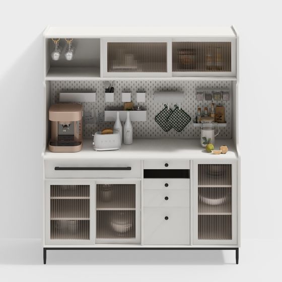 Elegant Gray French Sideboard 3D Model