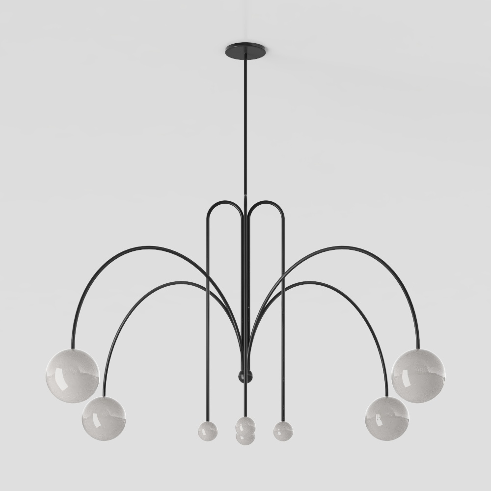 Artistic Low-Polygon Pendant Light – Black Metal & Glass