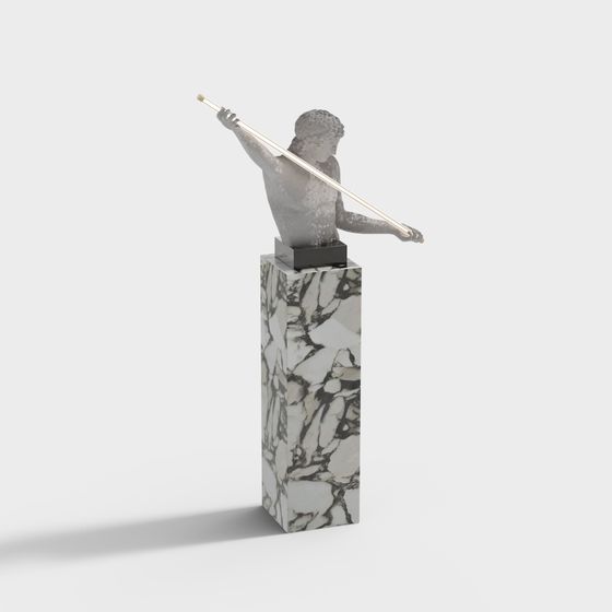 Low Poly Marble Warrior 3D Model