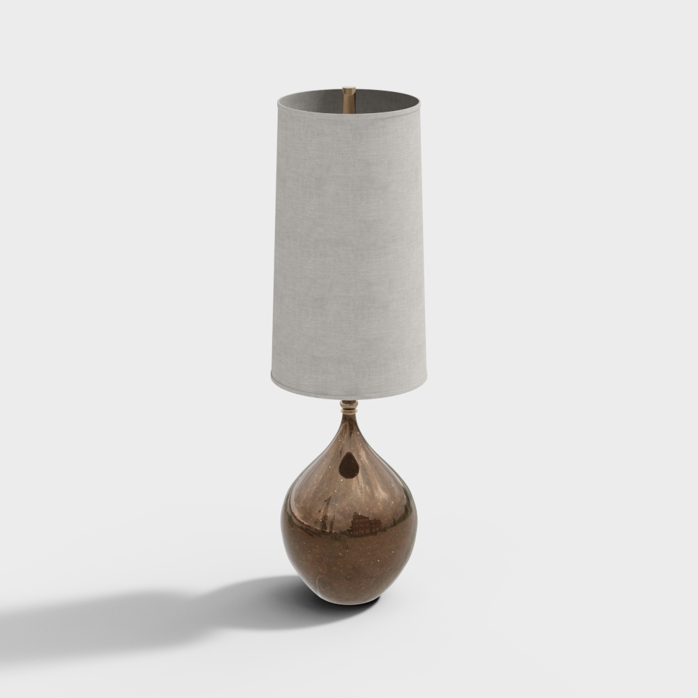 Stylish 3D Table Lamp Model – Copper & Fabric Shade