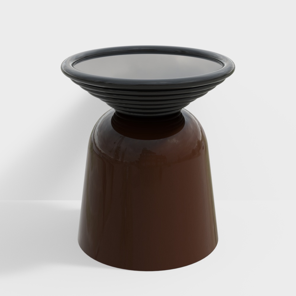 Elegant Cone-Shaped Glass Table 3D Model – Polished Black & Brown
