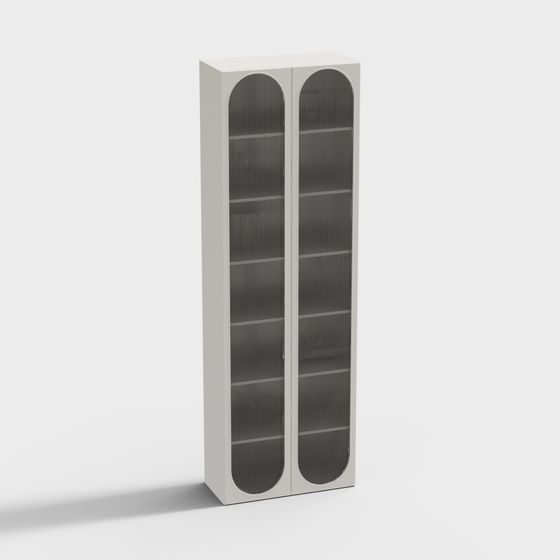 Elegant Glass Door Bookshelf 3D model