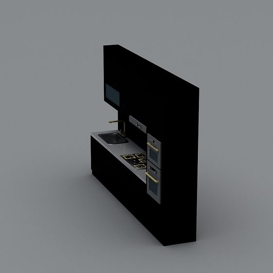 Elegant Low-Polygon Kitchen Module 3D model