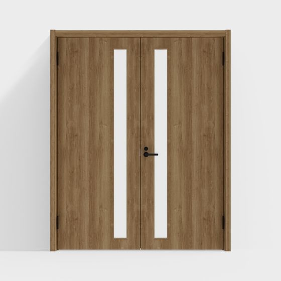 Double Leaf Glass and Wood Door 3D model